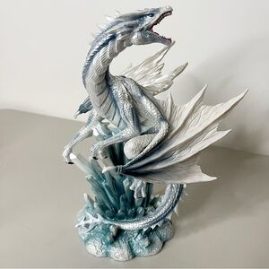 Winter White Dragon On Crystal Iceberg‎ Statue Fantasy Decorative Figurine